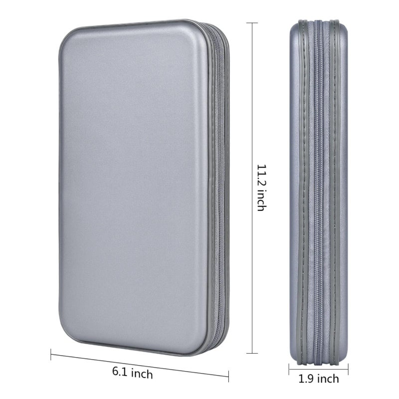 alavisxf xx CD Holder, 72 Capacity CD/DVD Case Holder Portable Wallet Storage Organizer Hard Plastic Protective Storage Holder for Car Travel(72 Capacity, Grey 72) - Image 4